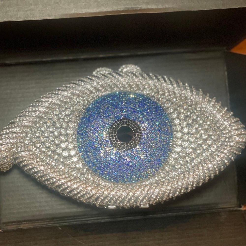 New evil eye crystal clutch purse and chain
